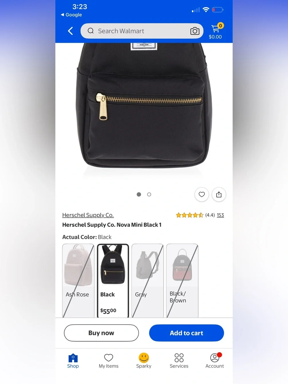 Herschel Supply Company Black Mini Backpack with Gold Zippers